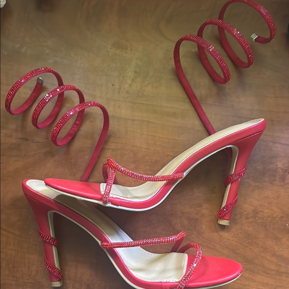 Elegant Red Strappy Heels